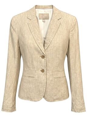 BANANA REPUBLIC Women's (2) Beige Tan 100% Linen 2-Button Career Blazer / Lined
